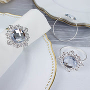 6 Metal 2" Napkin Rings with Large Crystal Rhinestone