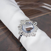 6 Metal 2" Napkin Rings with Large Crystal Rhinestone