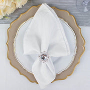 6 Metal 2" Napkin Rings with Large Crystal Rhinestone