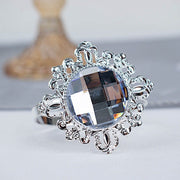 6 Metal 2" Napkin Rings with Large Crystal Rhinestone
