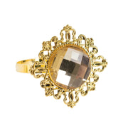 6 Metal 2" Napkin Rings with Large Crystal Rhinestone NAP_RING39_GDGD