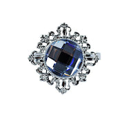 6 Metal 2" Napkin Rings with Large Crystal Rhinestone NAP_RING39_SILV