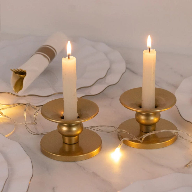 6 Metal Candle Holders Reversible Pillar and Taper Candlestick Stands