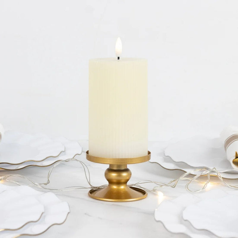 6 Metal Candle Holders Reversible Pillar and Taper Candlestick Stands
