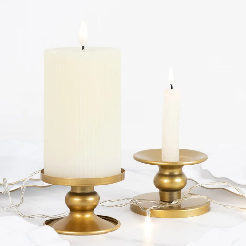 6 Metal Candle Holders Reversible Pillar and Taper Candlestick Stands
