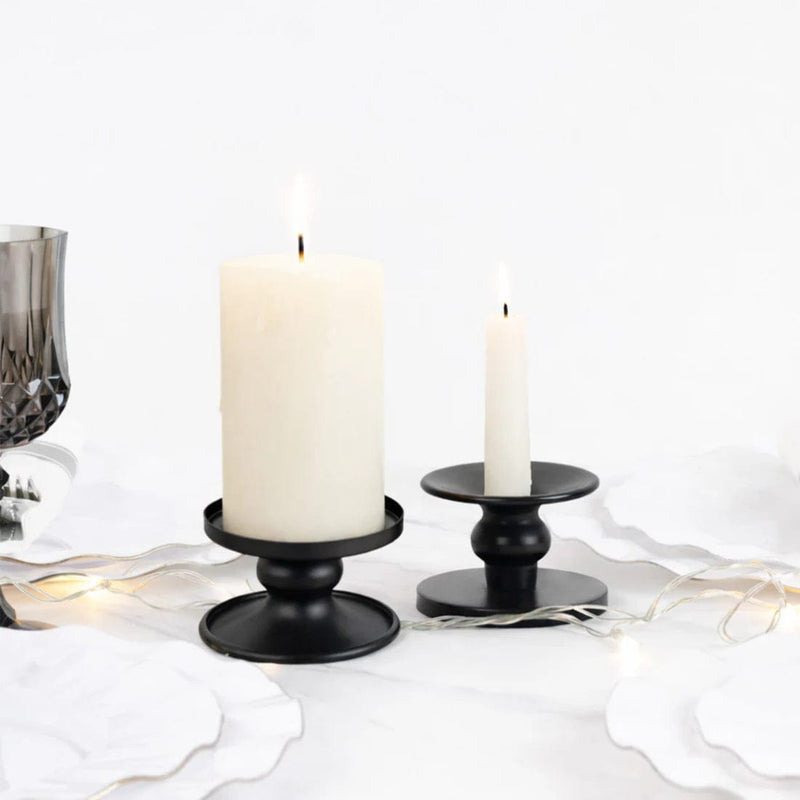 6 Metal Candle Holders Reversible Pillar and Taper Candlestick Stands
