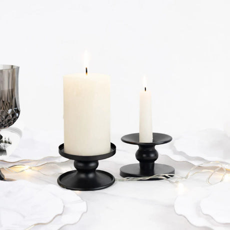 6 Metal Candle Holders Reversible Pillar and Taper Candlestick Stands