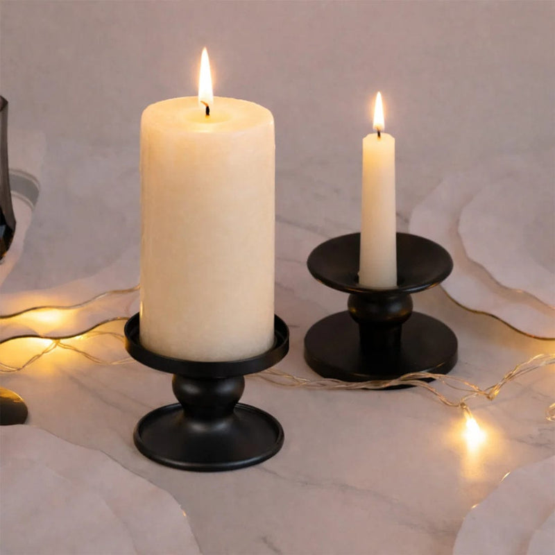 6 Metal Candle Holders Reversible Pillar and Taper Candlestick Stands