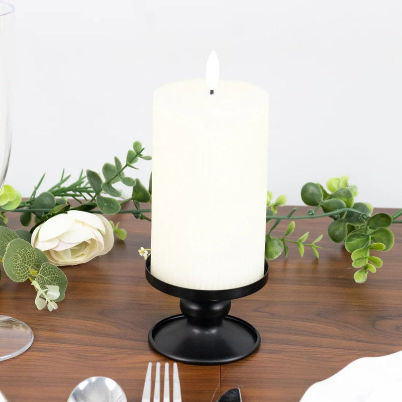 6 Metal Candle Holders Reversible Pillar and Taper Candlestick Stands