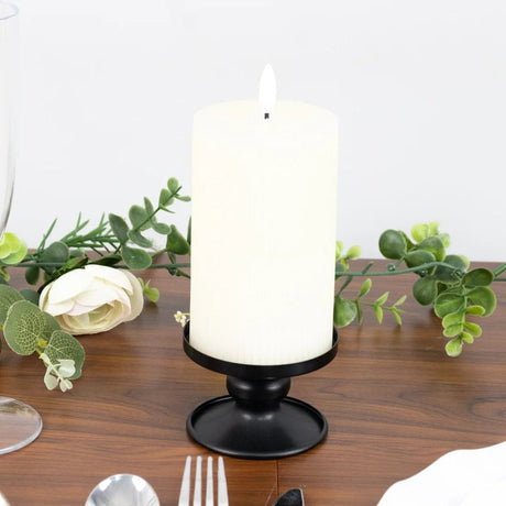 6 Metal Candle Holders Reversible Pillar and Taper Candlestick Stands