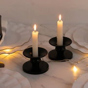 6 Metal Candle Holders Reversible Pillar and Taper Candlestick Stands