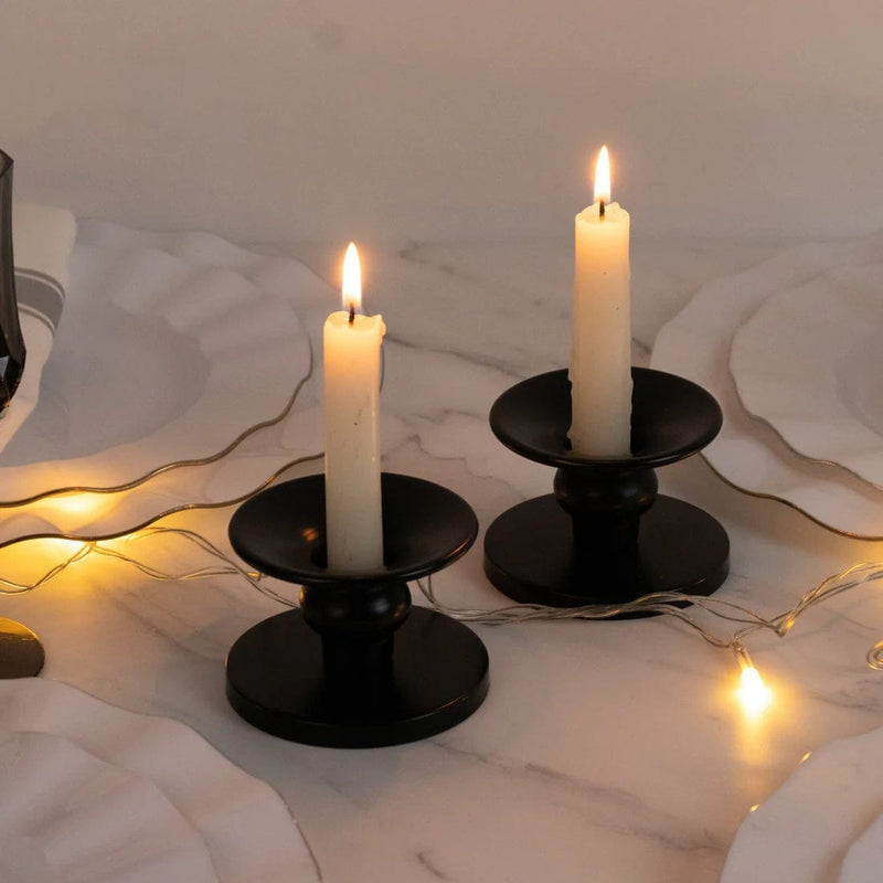 6 Metal Candle Holders Reversible Pillar and Taper Candlestick Stands