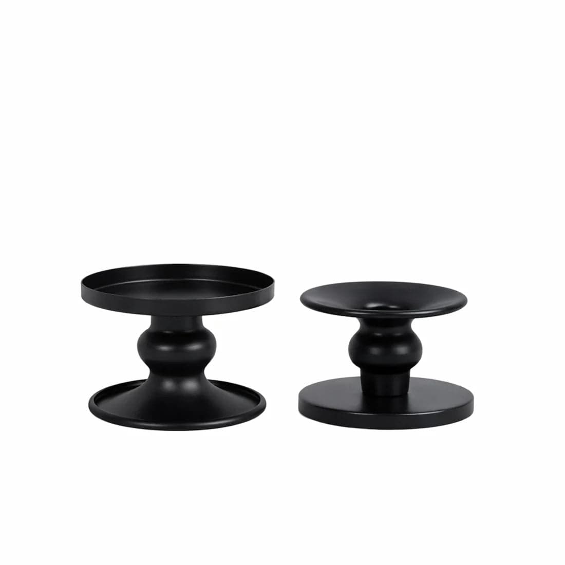6 Metal Candle Holders Reversible Pillar and Taper Candlestick Stands CAND_HOLD_PL001_2_BLK