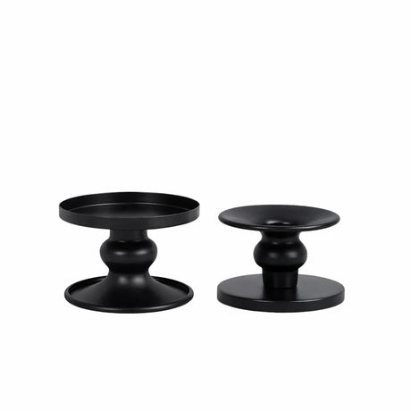 6 Metal Candle Holders Reversible Pillar and Taper Candlestick Stands CAND_HOLD_PL001_2_BLK