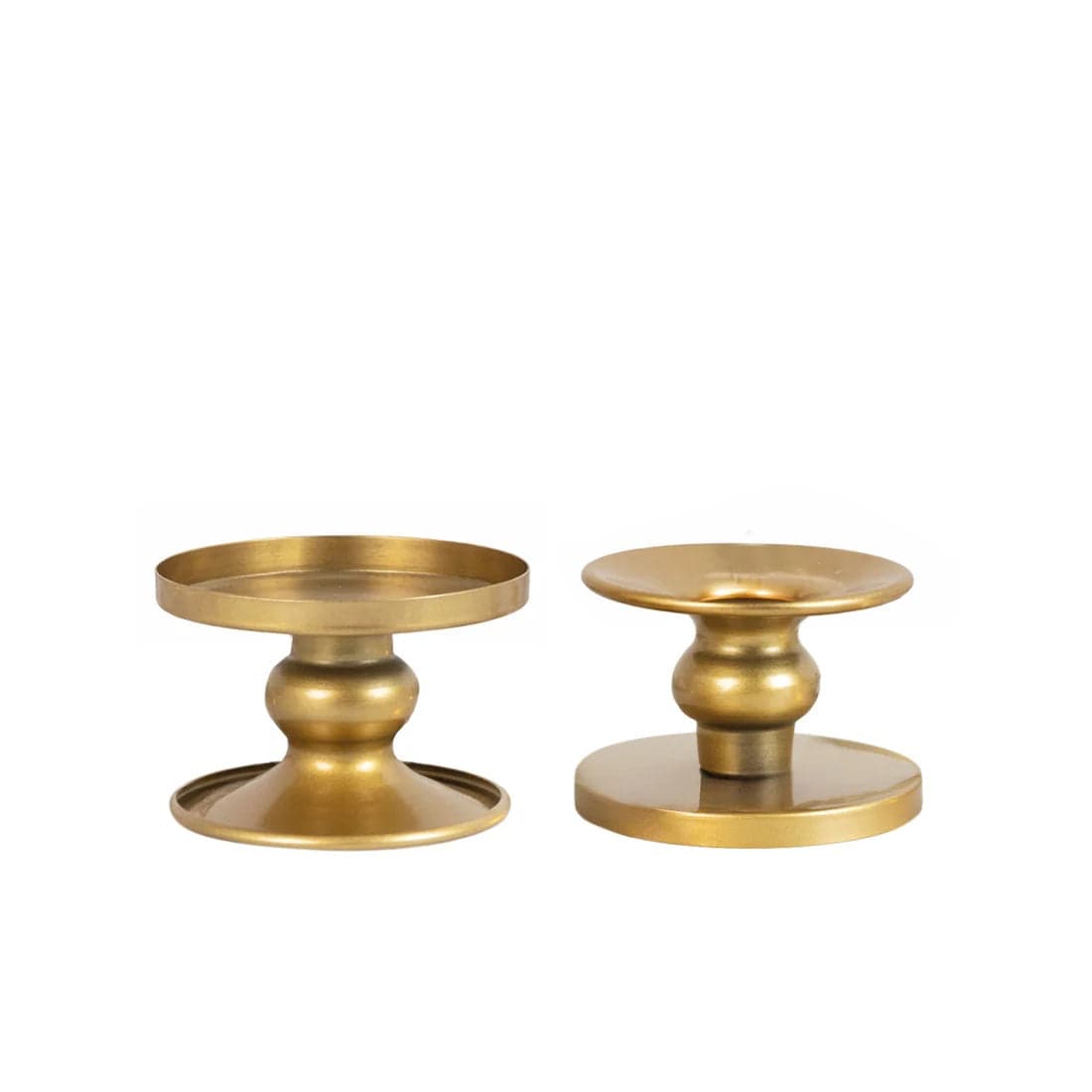 6 Metal Candle Holders Reversible Pillar and Taper Candlestick Stands CAND_HOLD_PL001_2_GOLD