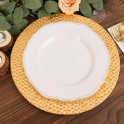 6 Metallic 13" Acrylic Charger Plates with Hammered Rim -  Gold CHRG_PLST0035_GOLD