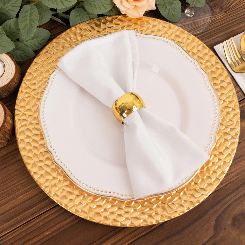 6 Metallic 13" Acrylic Charger Plates with Hammered Rim -  Gold CHRG_PLST0035_GOLD