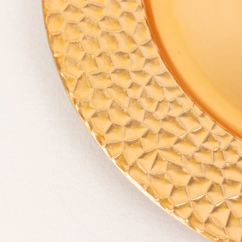 6 Metallic 13" Acrylic Charger Plates with Hammered Rim -  Gold CHRG_PLST0035_GOLD