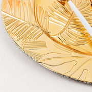 6 Metallic 13" Acrylic Plastic Charger Plates with Embossed Tropical Leaves - Gold CHRG_PLST0037_GOLD