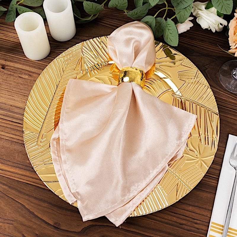 6 Metallic 13" Acrylic Plastic Charger Plates with Embossed Tropical Leaves - Gold CHRG_PLST0037_GOLD