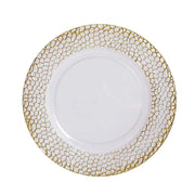 6 Metallic 13" Acrylic Round Charger Plates with Hammered Rim - Clear and Gold CHRG_PLST0046_CLGD