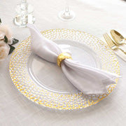 6 Metallic 13" Acrylic Round Charger Plates with Hammered Rim - Clear and Gold CHRG_PLST0046_CLGD