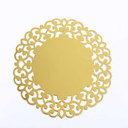 6  Metallic 13" Laser Cut Cardboard Placemats with Floral Rim - Gold DSP_CHRG_R0015_GOLD