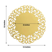 6  Metallic 13" Laser Cut Cardboard Placemats with Floral Rim - Gold DSP_CHRG_R0015_GOLD