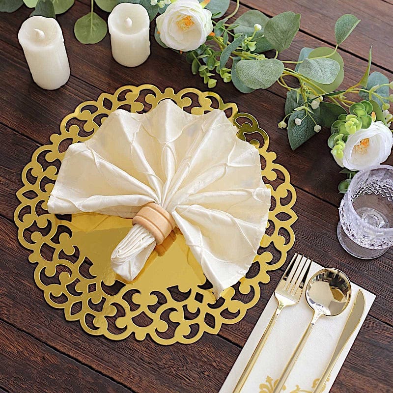 6  Metallic 13" Laser Cut Cardboard Placemats with Floral Rim - Gold DSP_CHRG_R0015_GOLD
