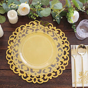 6  Metallic 13" Laser Cut Cardboard Placemats with Floral Rim - Gold DSP_CHRG_R0015_GOLD