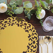 6  Metallic 13" Laser Cut Cardboard Placemats with Floral Rim - Gold DSP_CHRG_R0015_GOLD