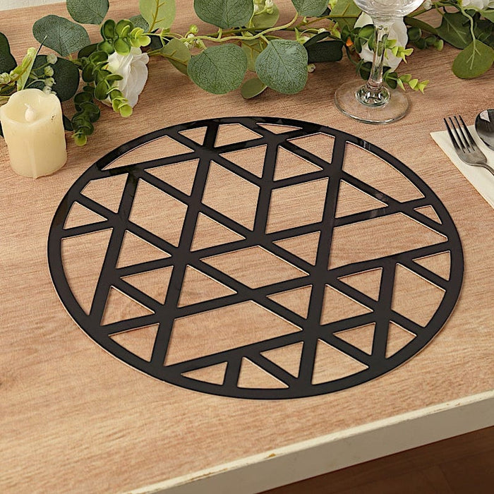 6 Metallic 13" Laser Cut Geometric Triangle Disposable Cardboard Placemats - Gold