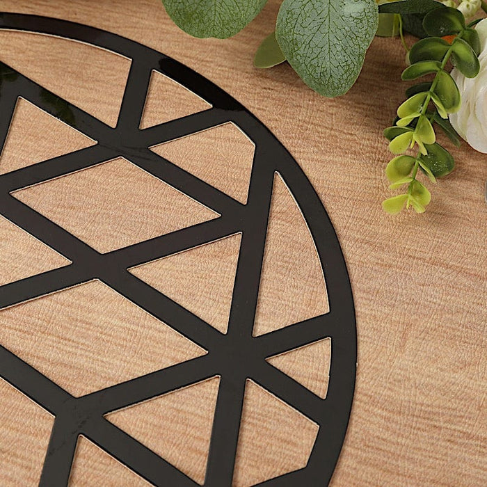 6 Metallic 13" Laser Cut Geometric Triangle Disposable Cardboard Placemats - Gold