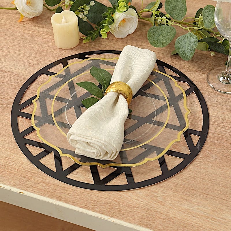 6 Metallic 13" Laser Cut Geometric Triangle Disposable Cardboard Placemats - Gold