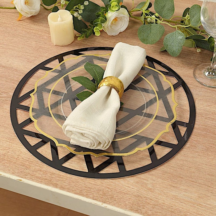 6 Metallic 13" Laser Cut Geometric Triangle Disposable Cardboard Placemats - Gold