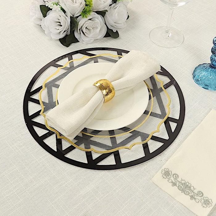 6 Metallic 13" Laser Cut Geometric Triangle Disposable Cardboard Placemats - Gold