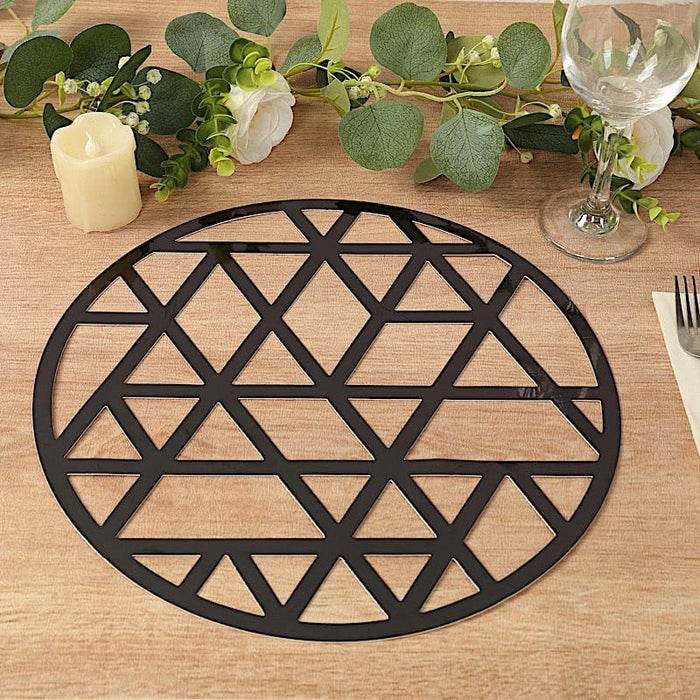 6 Metallic 13" Laser Cut Geometric Triangle Disposable Cardboard Placemats - Gold