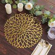 6  Metallic 13" Laser Cut Hibiscus Flower Cardboard Placemats - Gold DSP_CHRG_R0016_GOLD