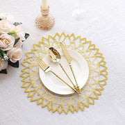 6  Metallic 13" Laser Cut Hibiscus Flower Cardboard Placemats - Gold DSP_CHRG_R0016_GOLD