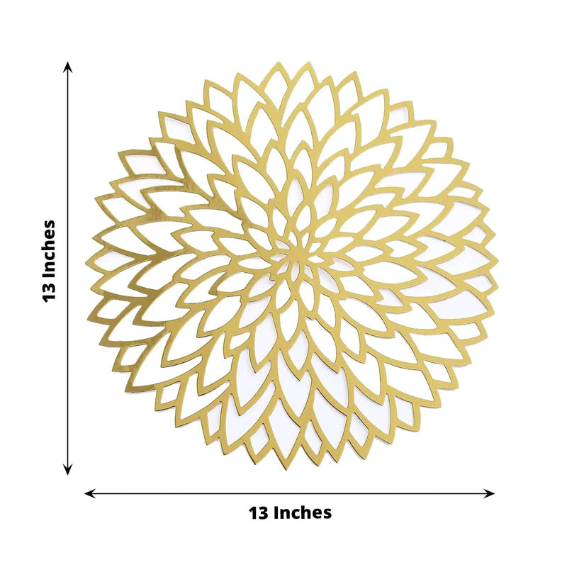 6  Metallic 13" Laser Cut Hibiscus Flower Cardboard Placemats - Gold DSP_CHRG_R0016_GOLD