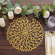 6  Metallic 13" Laser Cut Hibiscus Flower Cardboard Placemats - Gold DSP_CHRG_R0016_GOLD