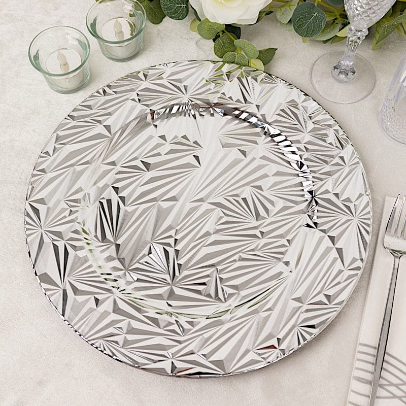 6 Metallic 13" Rock Cut Acrylic Charger Plates