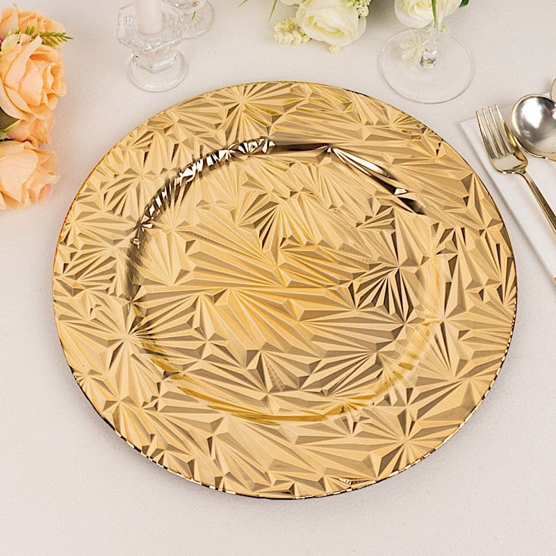 6 Metallic 13" Rock Cut Acrylic Charger Plates