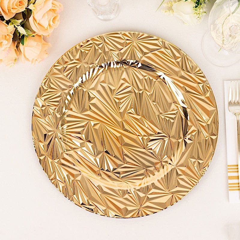 6 Metallic 13" Rock Cut Acrylic Charger Plates