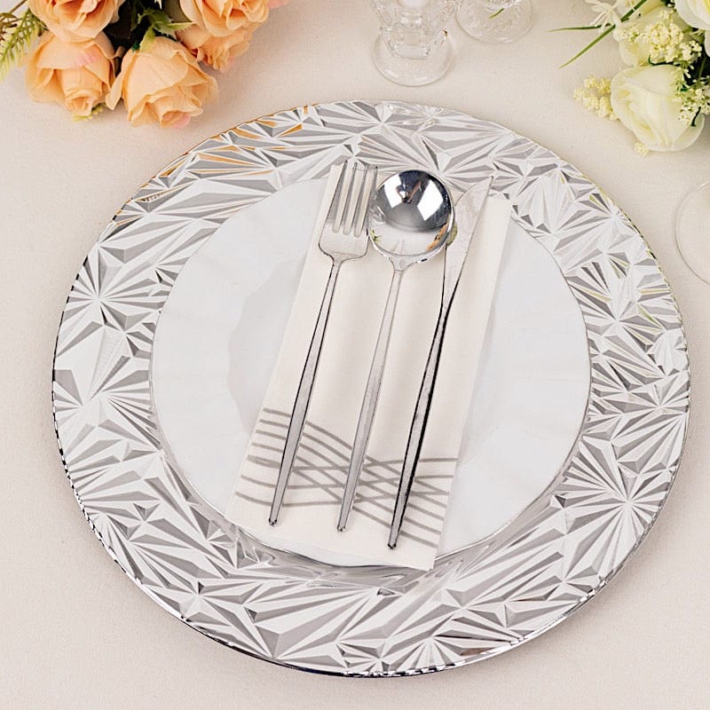 6 Metallic 13" Rock Cut Acrylic Charger Plates