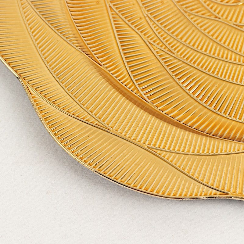 6 Metallic 13" Round Acrylic Plastic Charger Plates with Ribbed Rose Pattern - Gold CHRG_PLST0049_GOLD