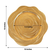 6 Metallic 13" Round Acrylic Plastic Charger Plates with Ribbed Rose Pattern - Gold CHRG_PLST0049_GOLD