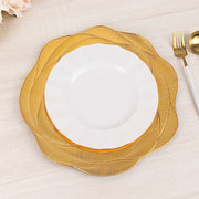 6 Metallic 13" Round Acrylic Plastic Charger Plates with Ribbed Rose Pattern - Gold CHRG_PLST0049_GOLD