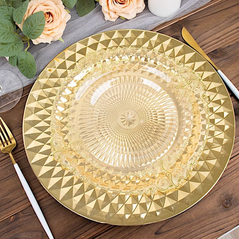 6 Metallic 13" Sparkling Diamond Disposable Dinner Serving Plates