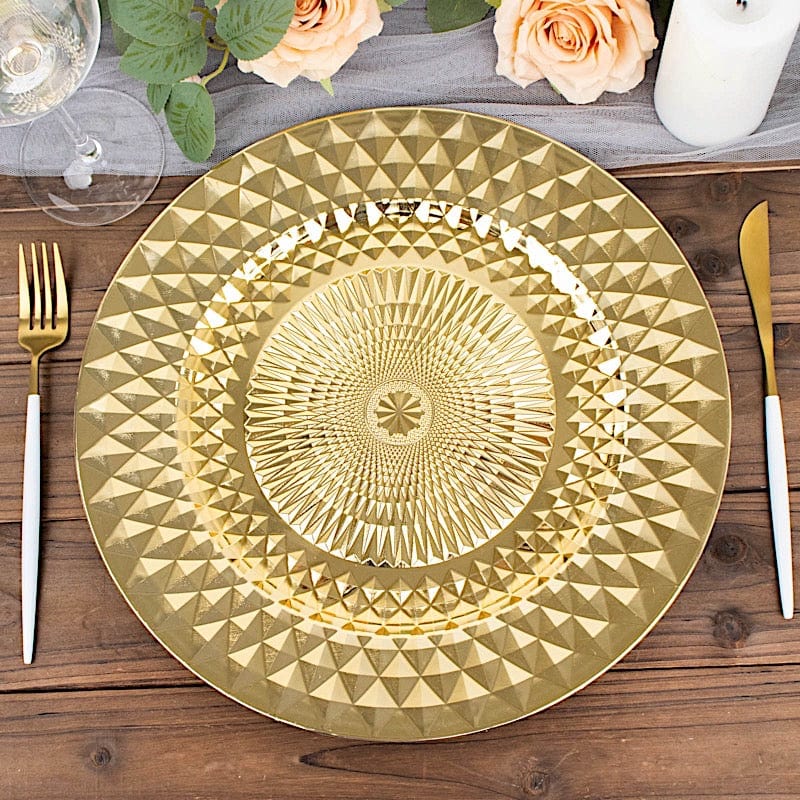 6 Metallic 13" Sparkling Diamond Disposable Dinner Serving Plates